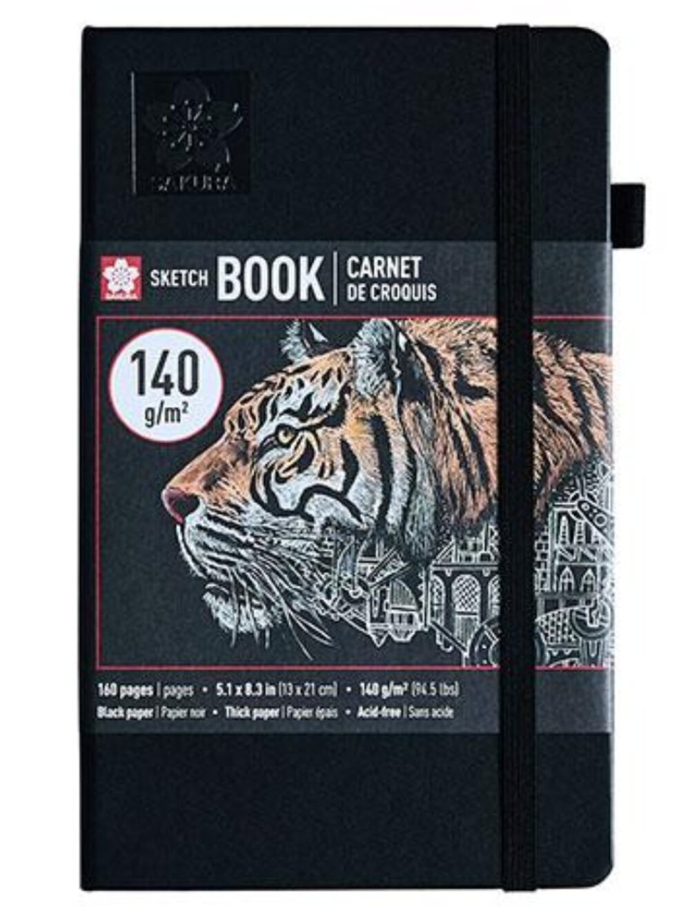 Sakura Sketch Book 160 Pages Black Paper 5.1"X8.3" A5 Size School Office Home